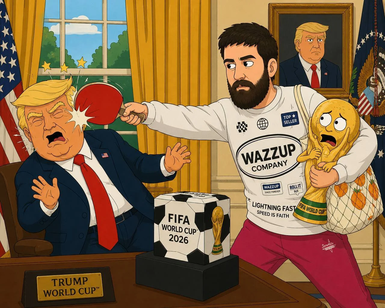Видели там Трамп потрогал кубок чемпионата мира по футболу?
