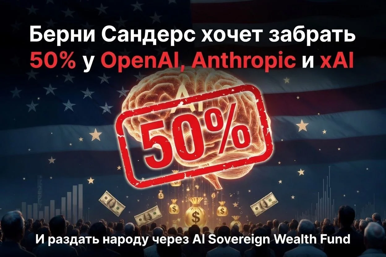 🔥 #новость Берни Сандерс хочет забрать 50% акций у OpenAI, Anthropic и xAI — и раздать народу