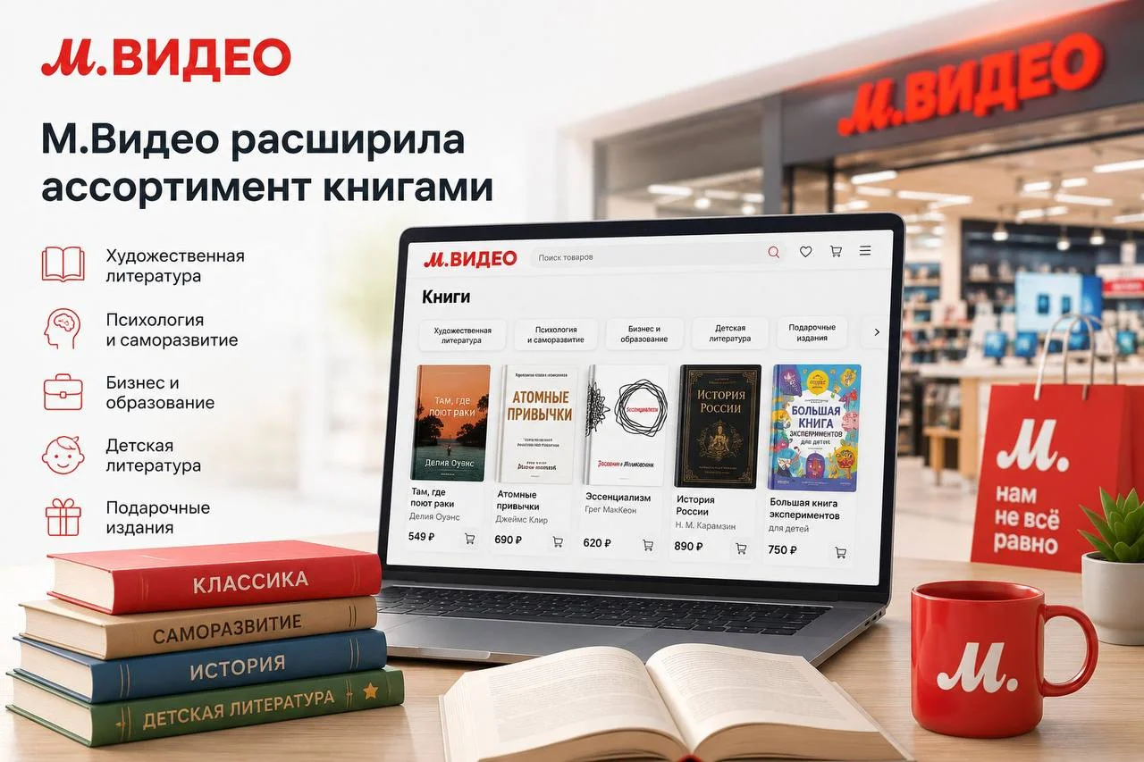 ☕ Оп.. М.Видео объявила о расширении ассортимента за счет новой категории — книг