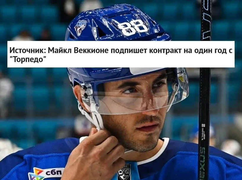Форвард 🇰🇿 "Барыса" Майкл Веккионе продолжит карьеру в нижегородском 🦌 "Торпедо"
