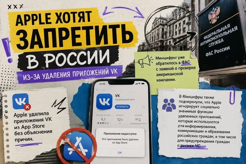 Apple хотят запретить в России из-за удаления приложений VK