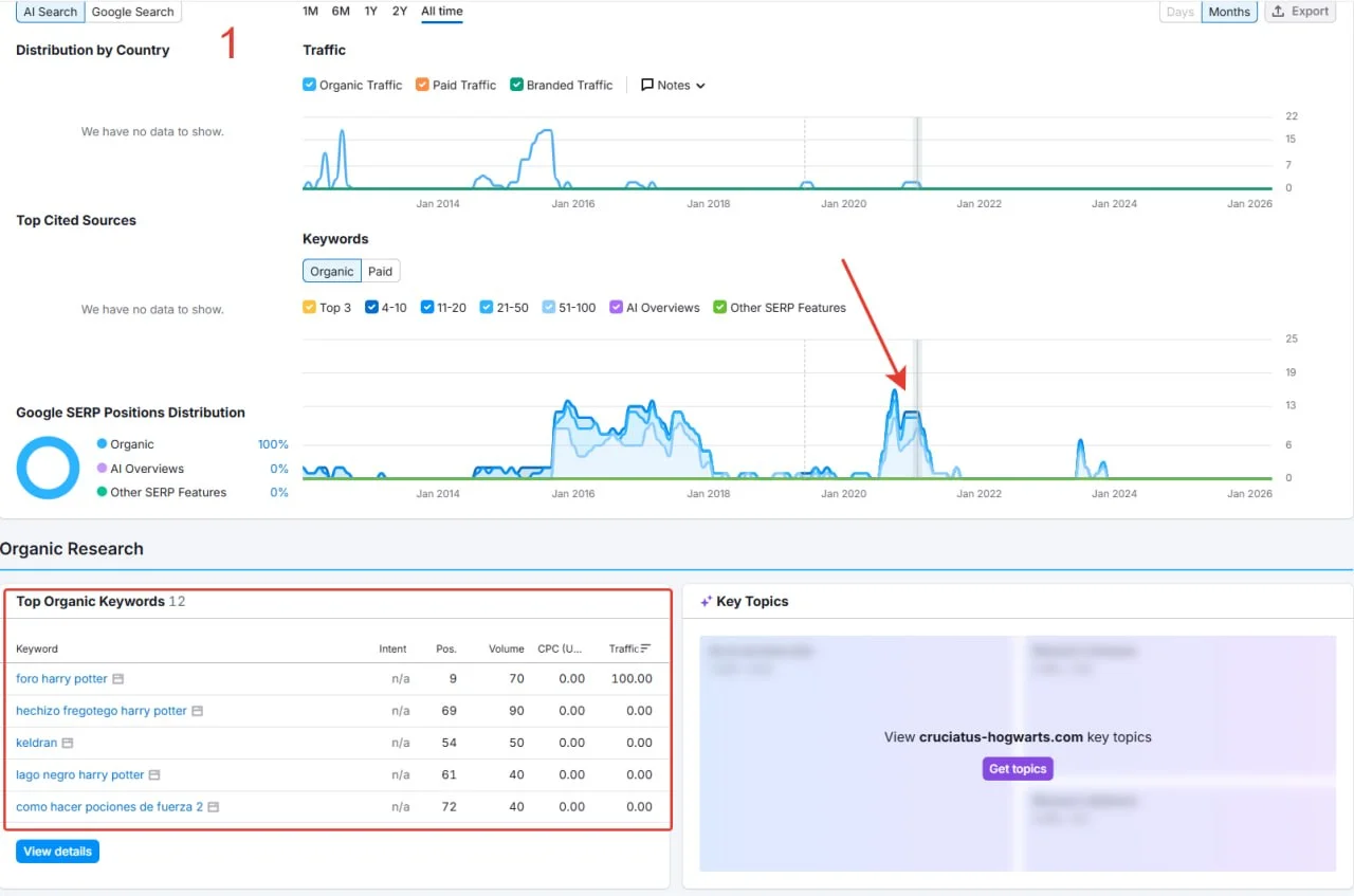 📊 Проверка домена на спам в semrush
