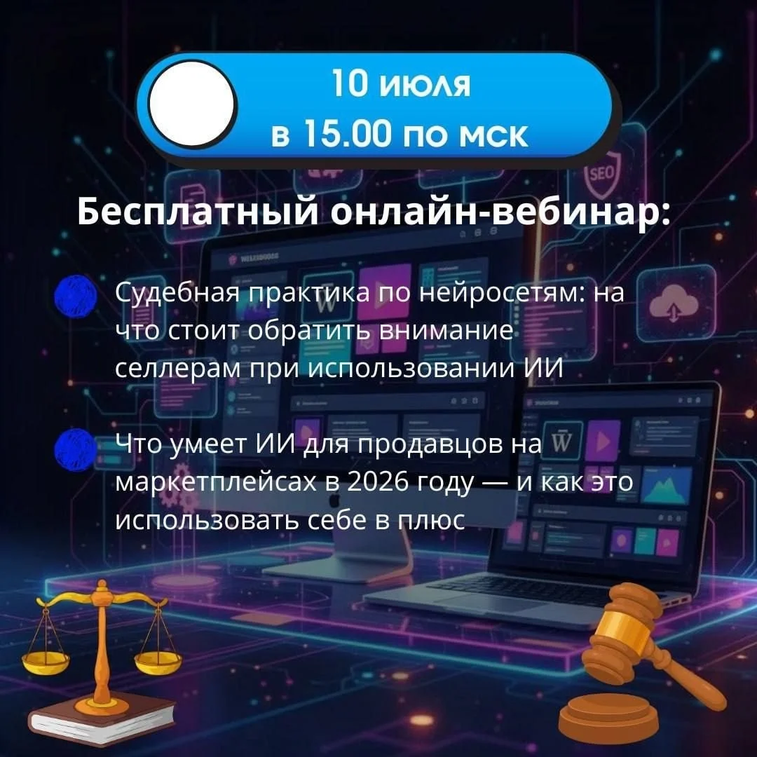 Юридический вебинар для селлеров начнется буквально через 10 минут