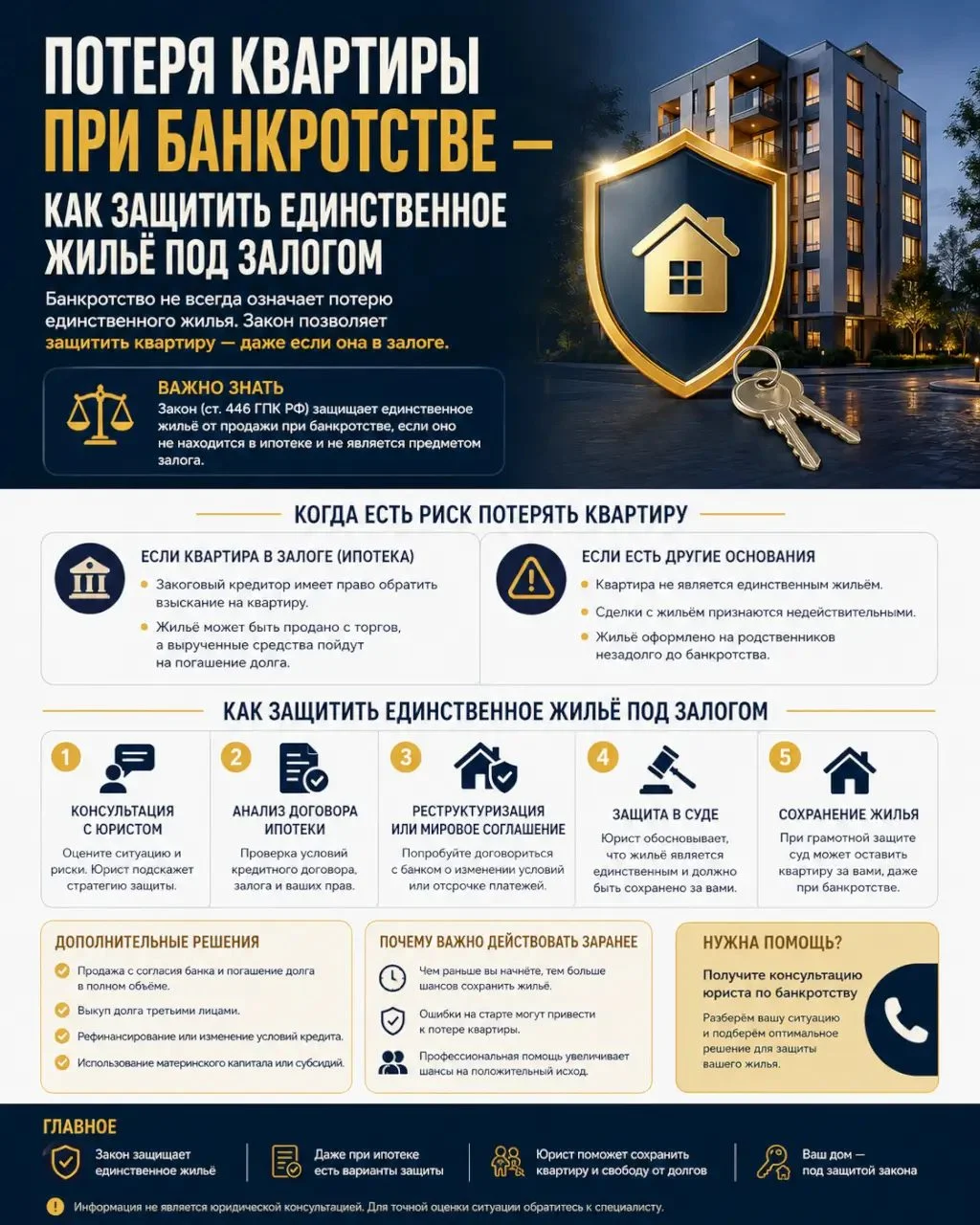 Могут ли забрать единственное жильё в залоге при банкротстве?