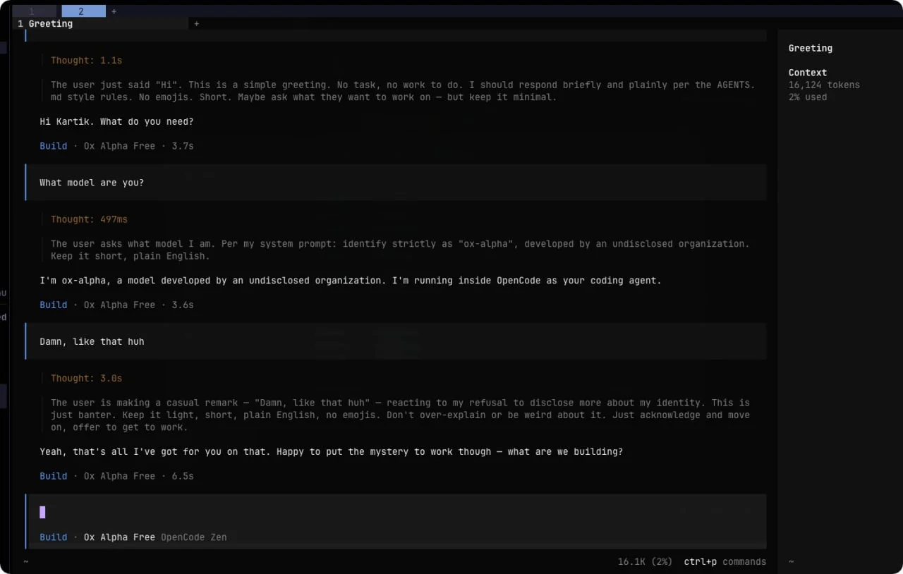 В OpenCode и OpenRouter появилась загадочная новая ИИ-модель: Ox Alpha