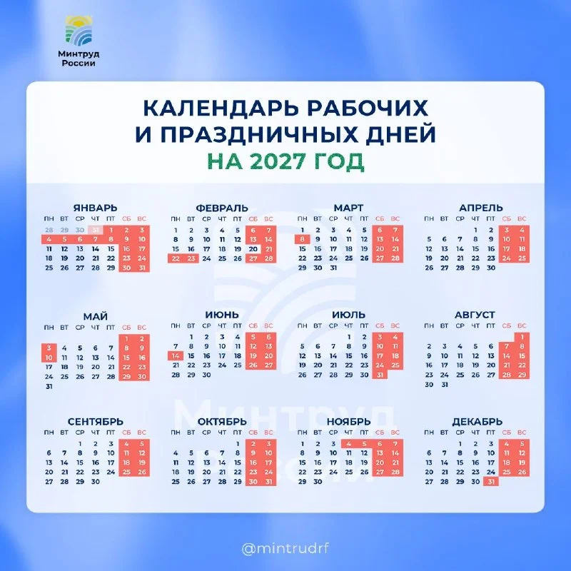Новогодние праздники в 2027 году продлятся 11 дней