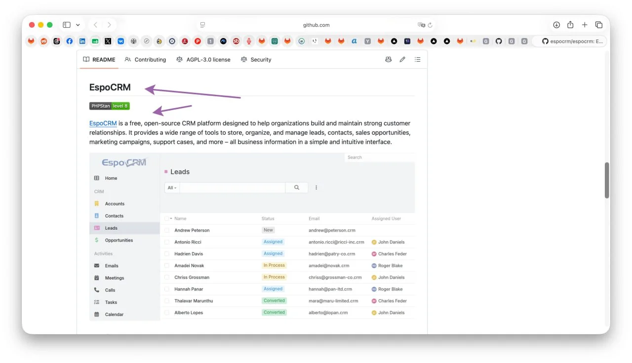 А вот еще вариант бесплатной открытой CRM, которая на 100% поддерживает русский язык и любые