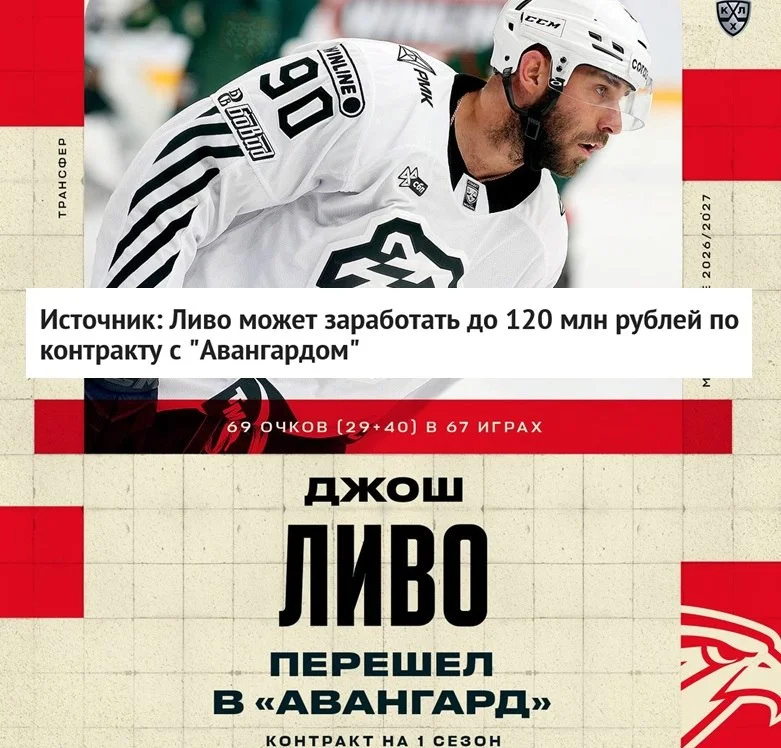 💸 Зарплата Джоша Ливо в 🦅 Авангарде составит 2️⃣0️⃣ миллионов рублей, еще 5️⃣0️⃣ миллионов он