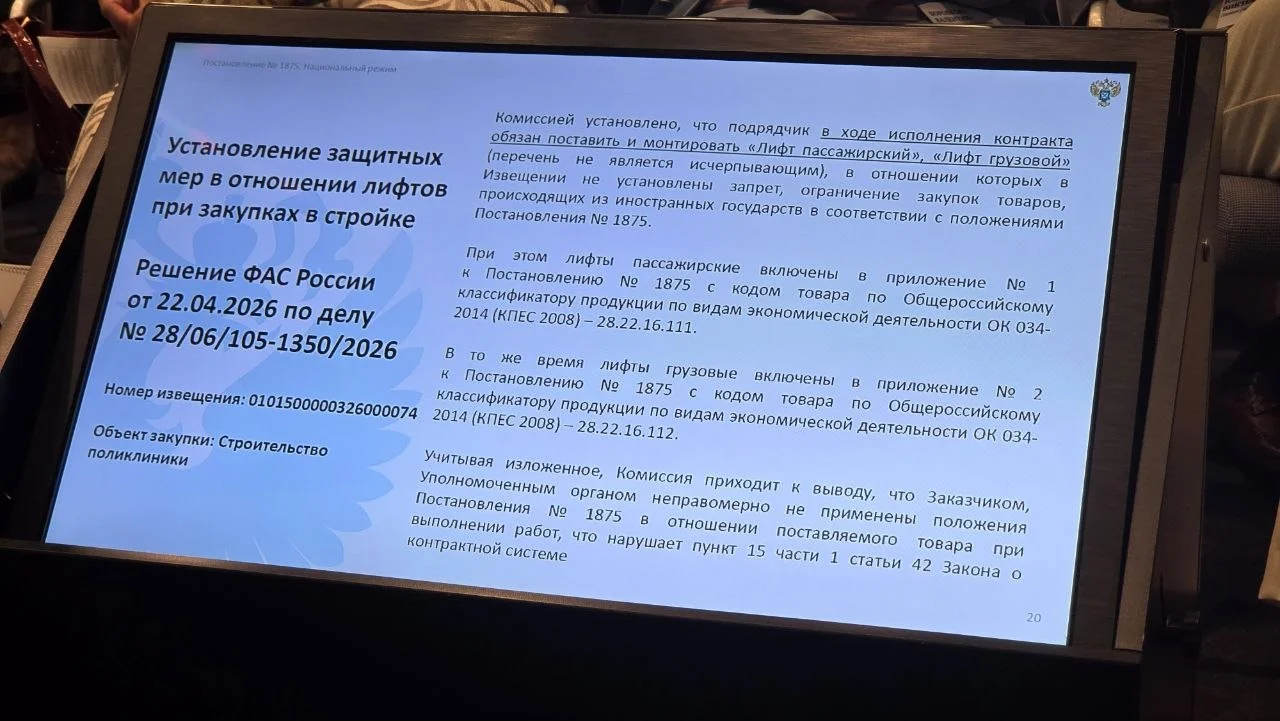 Свежак: лифты пассажирские в одном перечне, грузовые в другом