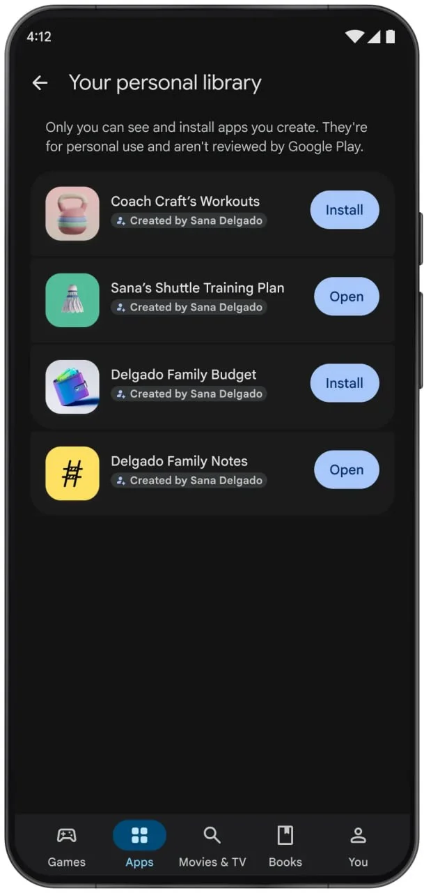 Google разрешила устанавливать на Android приложения, созданные с помощью AI Studio, без публикации