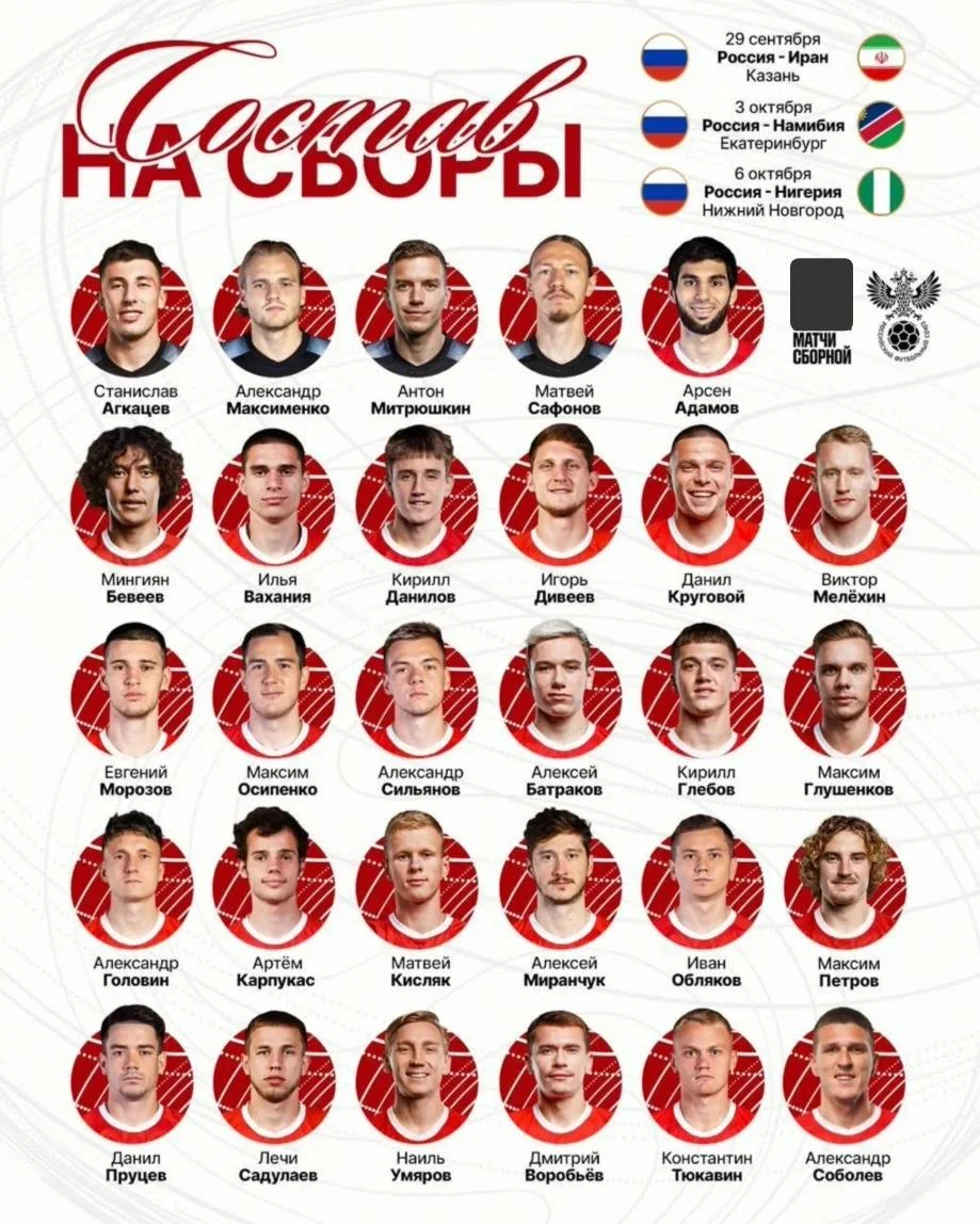 Сборная России проведёт три товарищеских матча за восемь дней осеннего сбора ⚽