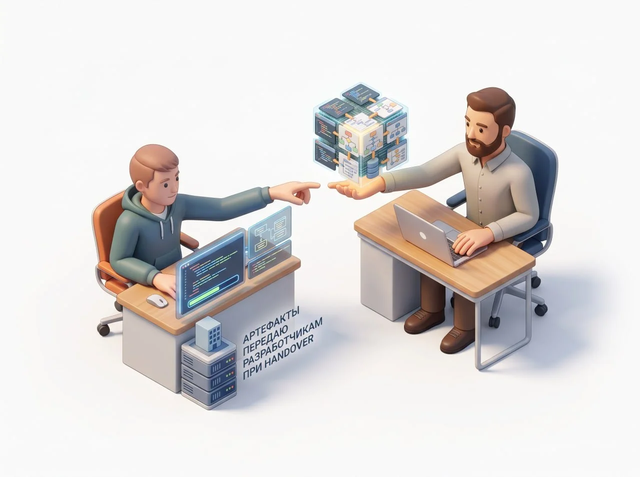 Артефакты передаю разработчикам при handover
