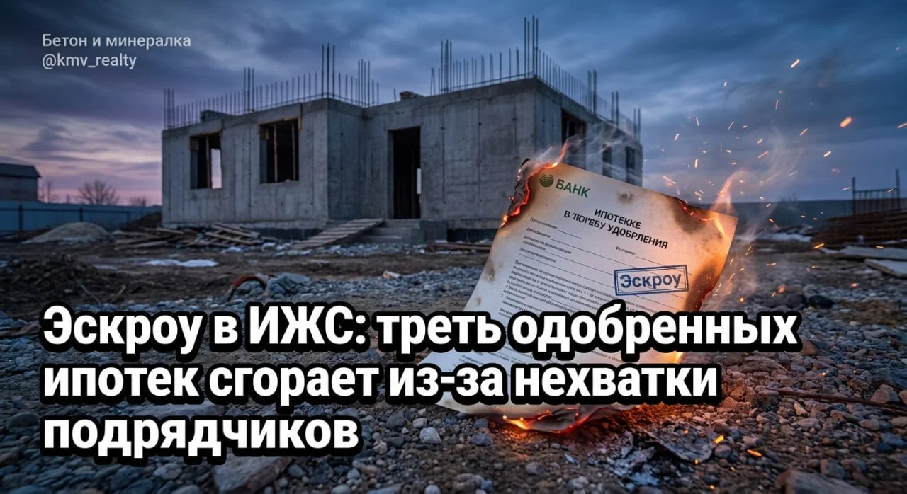 Эскроу в ИЖС: треть одобренных ипотек сгорает из-за нехватки подрядчиков