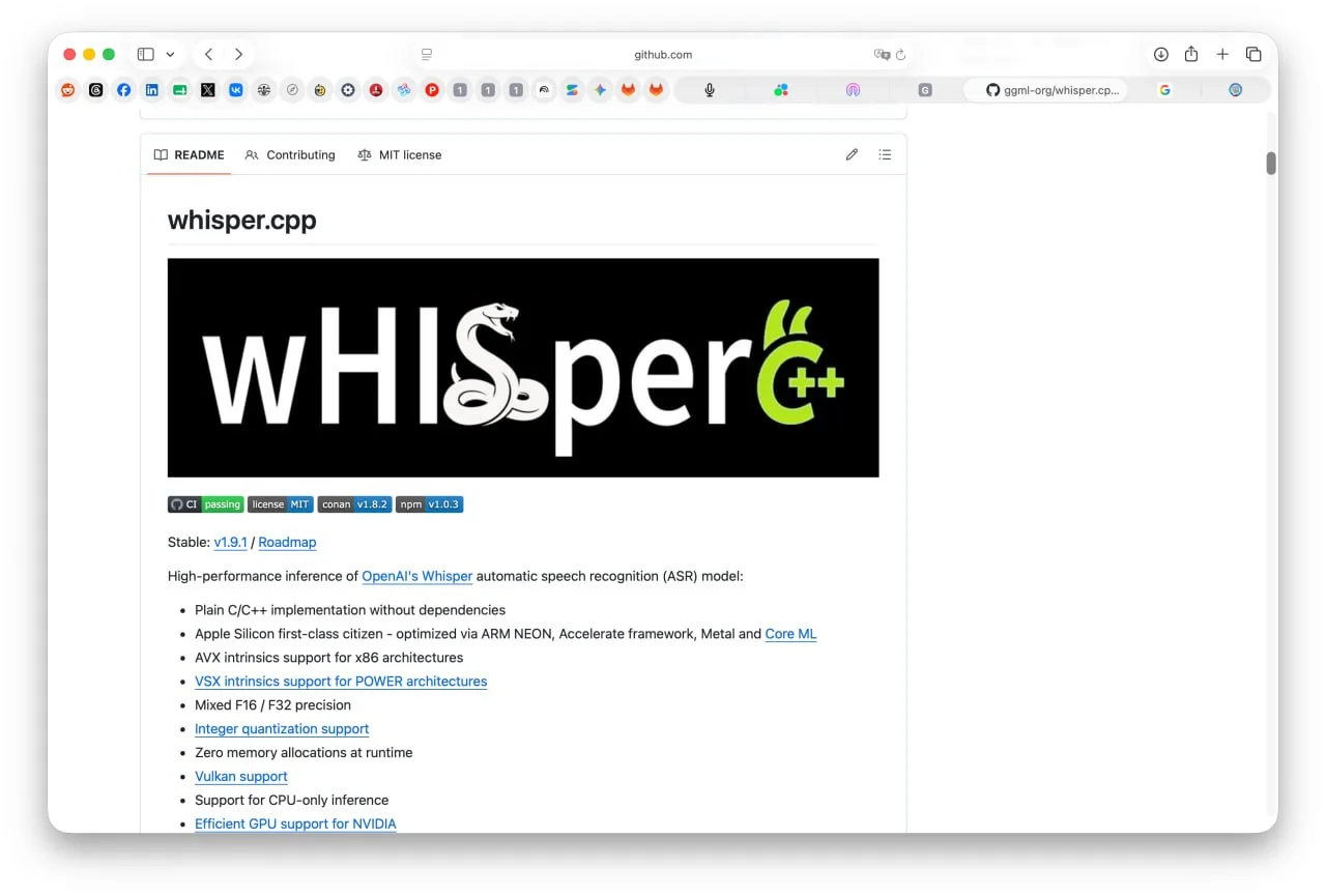 whisper.cpp — это такой изящный привет современным облачным подпискам и неповоротливым программам