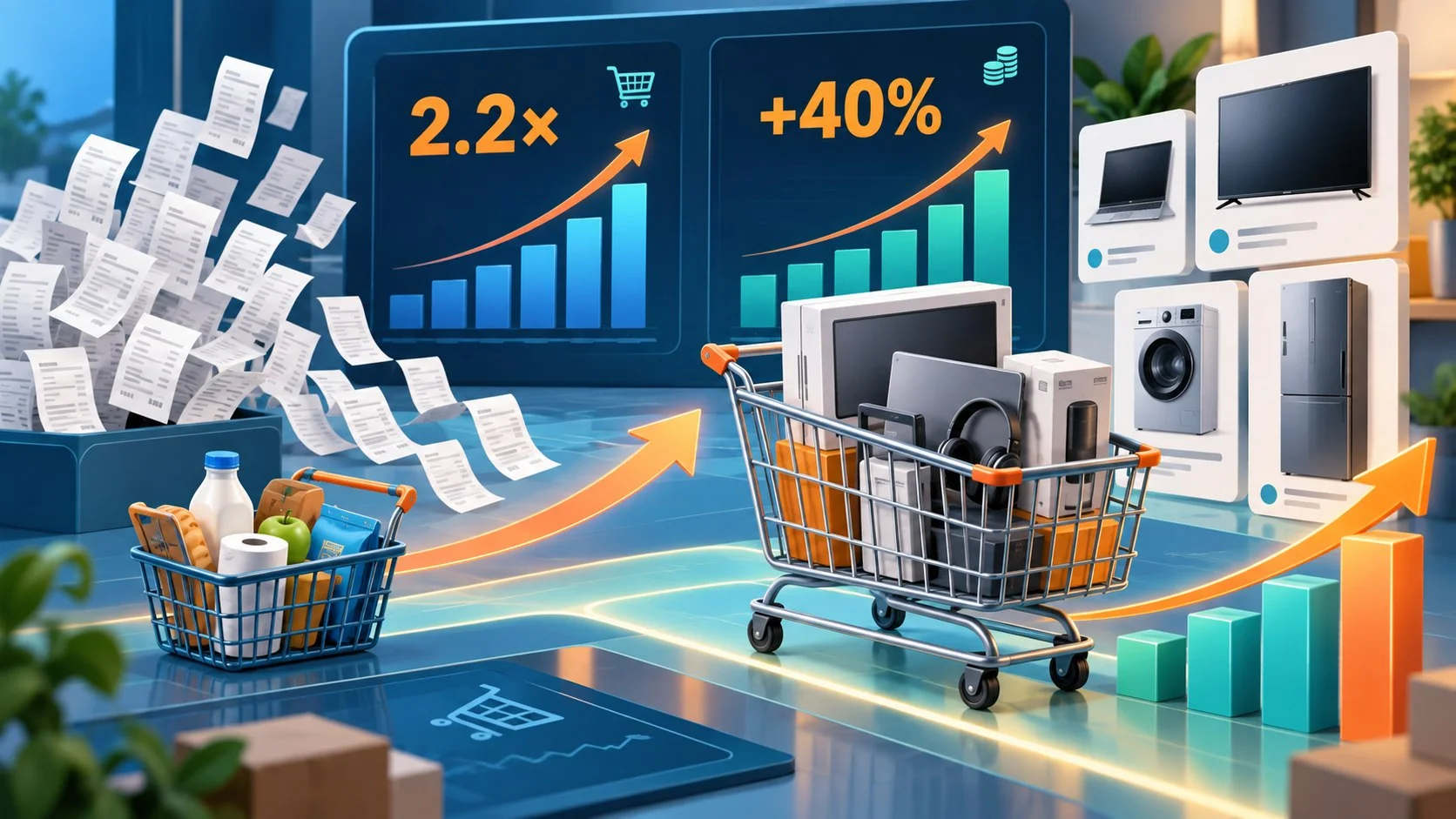 Онлайн-покупок стало в 2,2 раза больше, а средний чек вырос на 40%