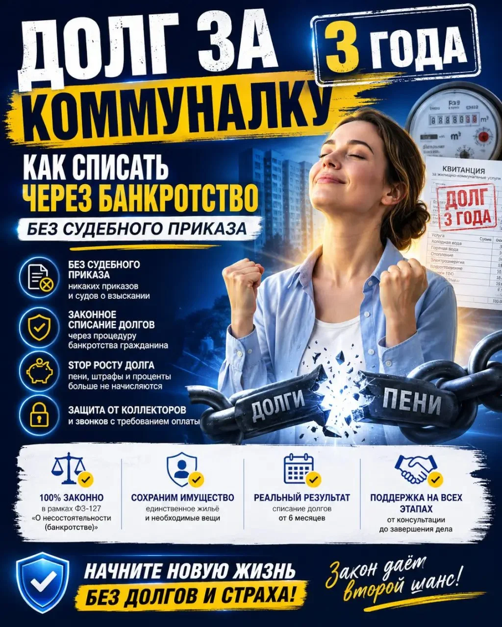 Долг по коммуналке 3 года с судебным приказом — можно ли списать?