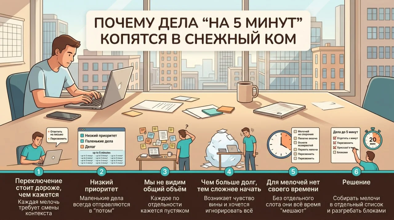 ⁉️Почему дела копятся, если они занимают меньше 5 минут