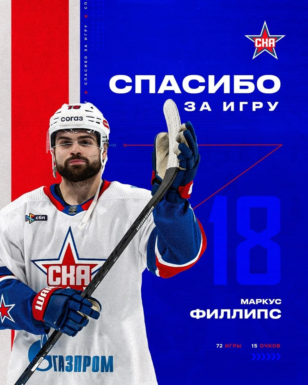 ⭐️ СКА объявил об уходе из команды защитника Маркуса Филлипса ❌