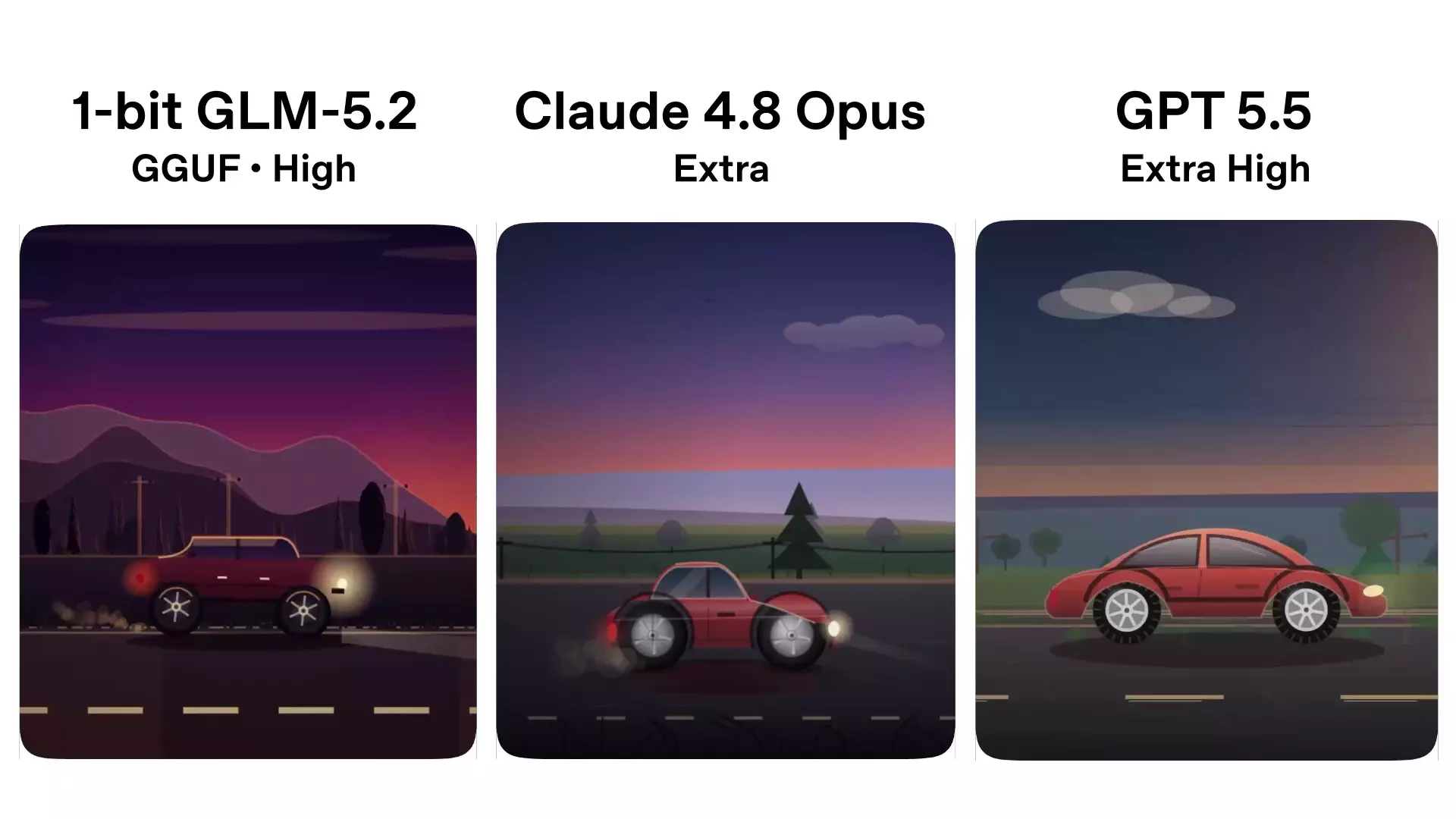 1-bit GLM-5.2 GGUF против Claude 4.8 Opus и GPT-5.5