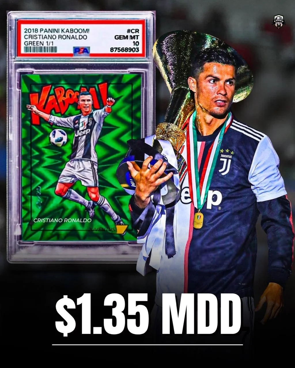 Уникальная коллекционная карточка Panini с Криштиану Роналду ушла с молотка за рекордные $1,35 млн