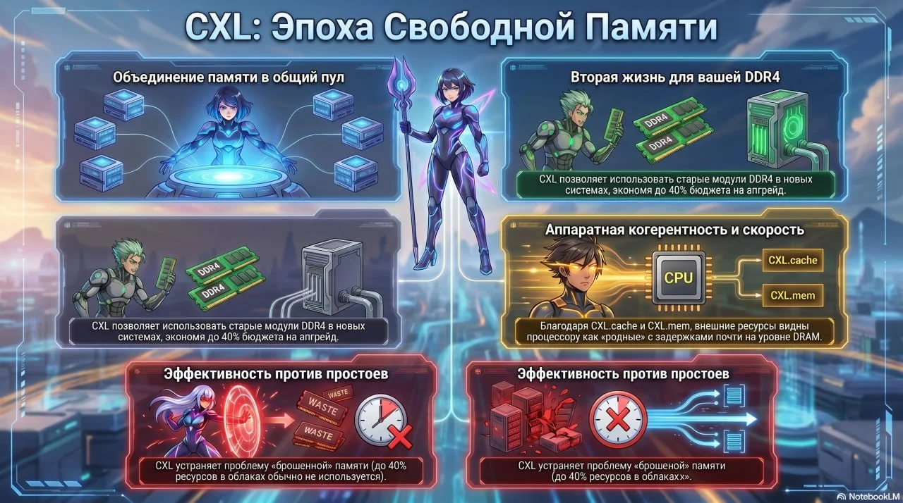CXL: как сделать так, чтобы память серверов перестала простаивать