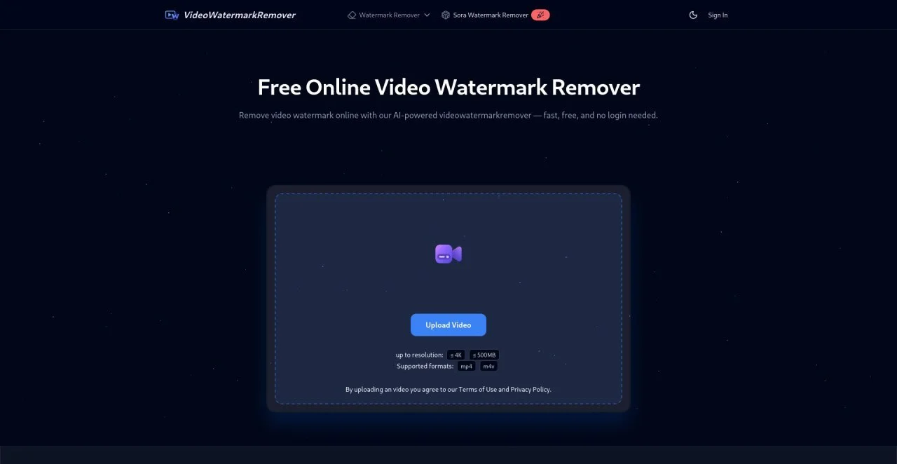 ideoWatermarkRemover - бесплатная нейросеть для удаления водяных знаков с видео онлайн