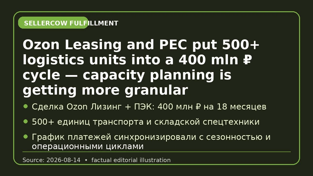 Ozon Лизинг и ПЭК вложили 400 млн рублей в транспорт и складскую технику — логистика всё точнее