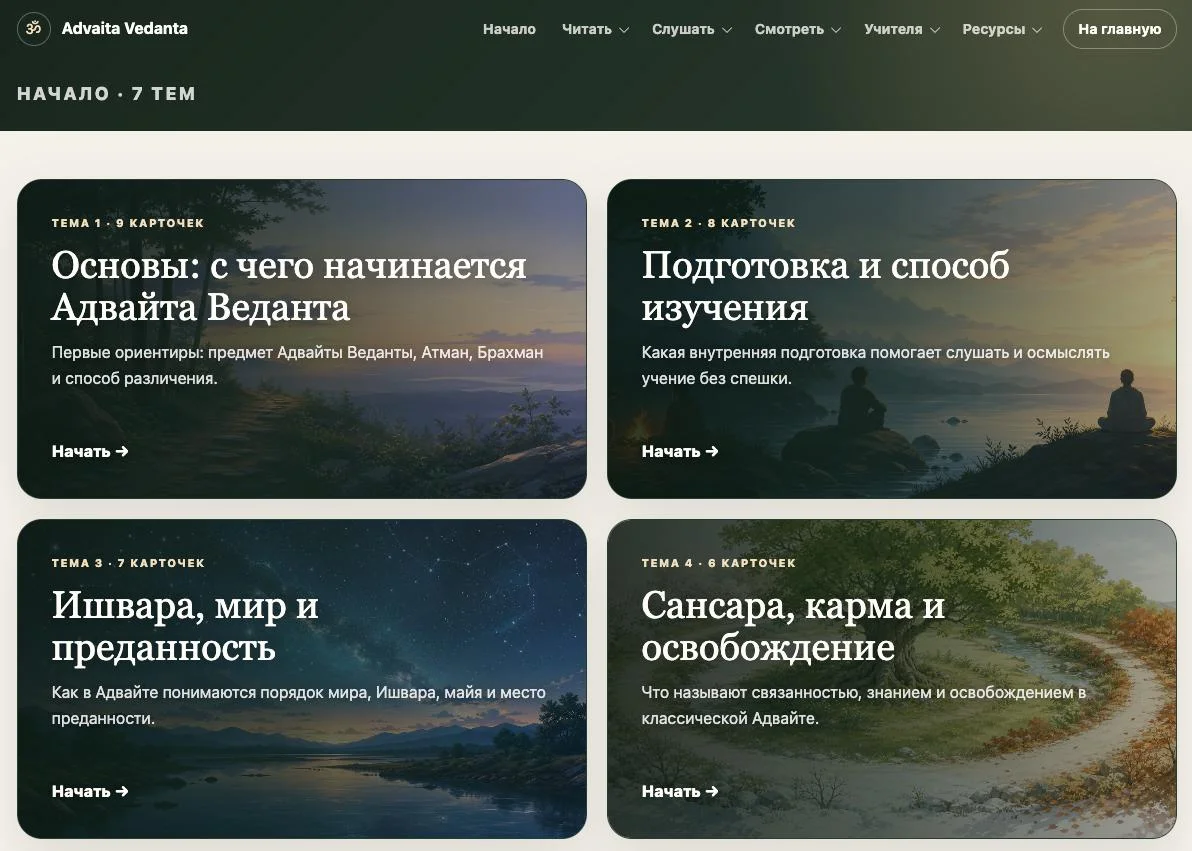 Сделал на портале Адвайта-Веданты страничку где в простых текстах и картинках объясняются базовые