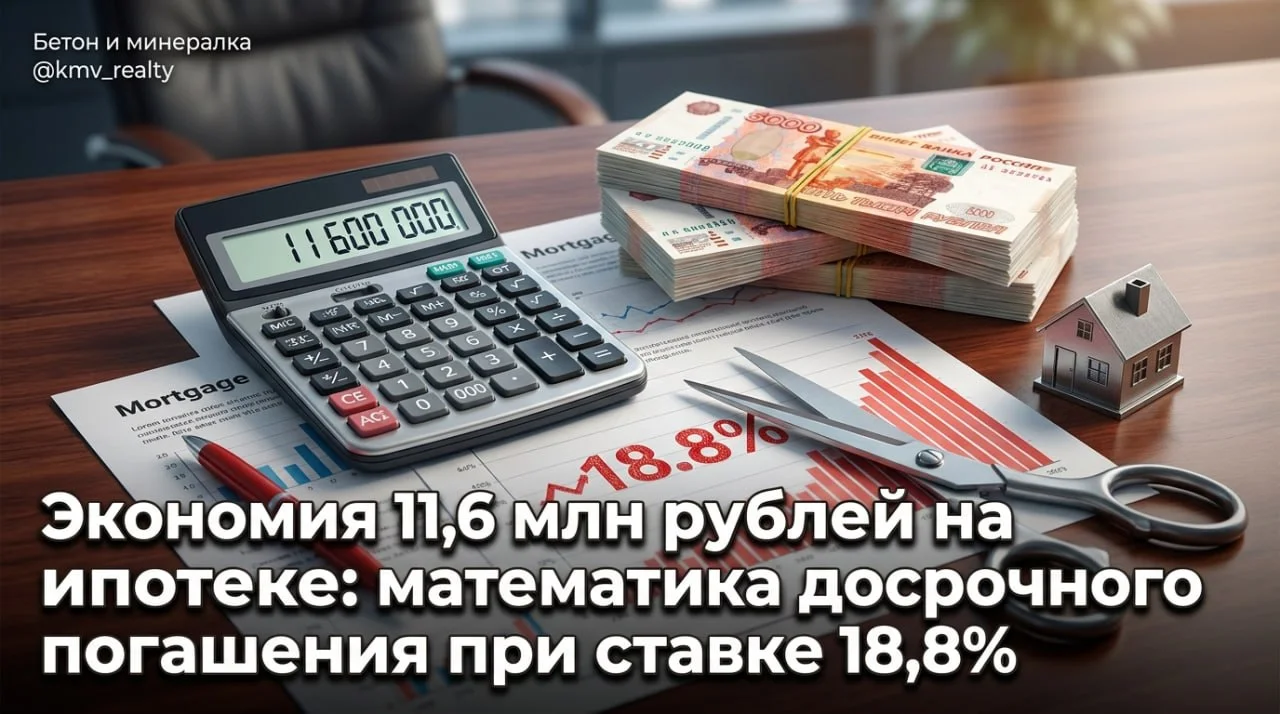Экономия 11,6 млн рублей на ипотеке: математика досрочного погашения при ставке 18,8%
