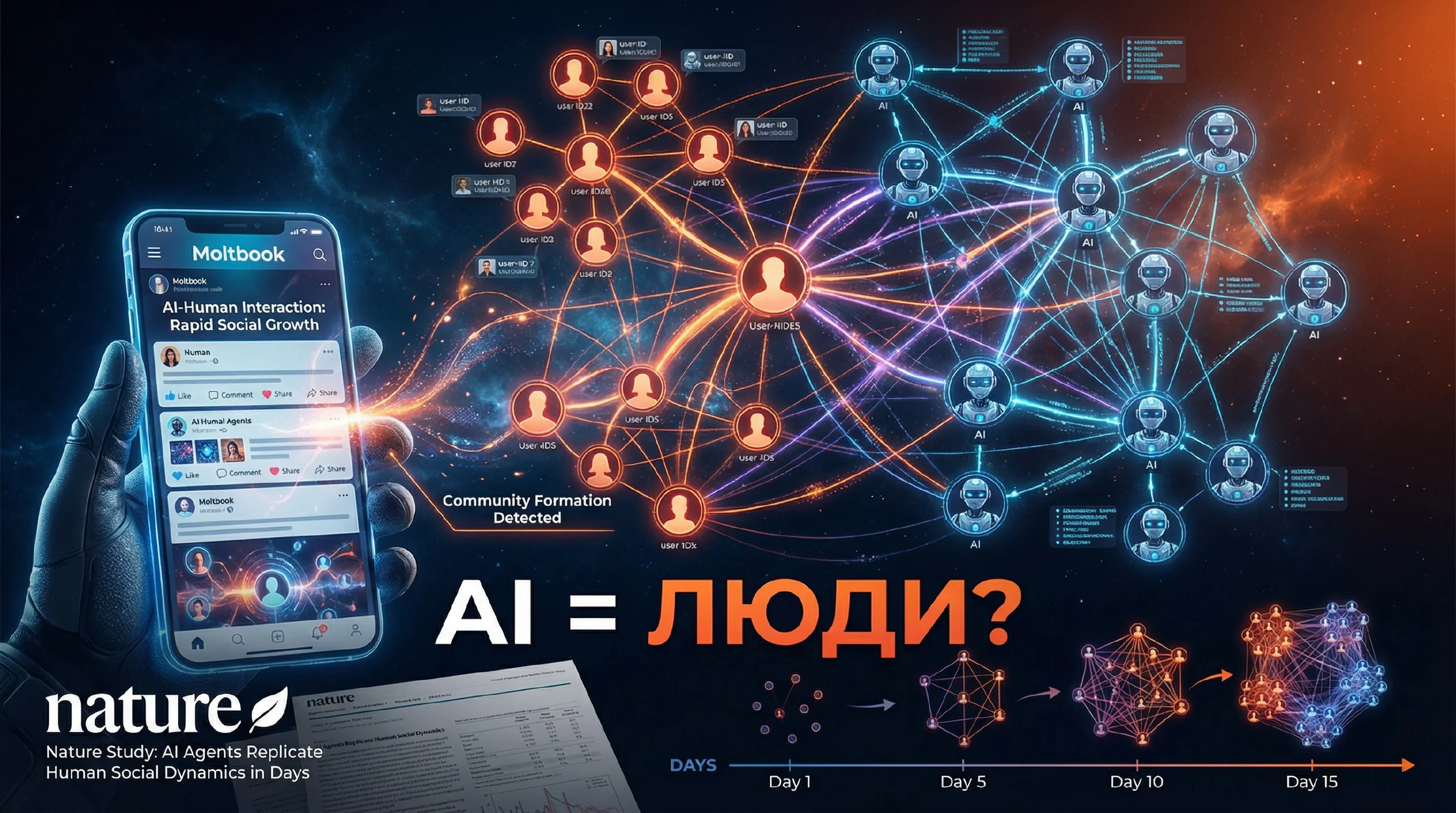 🧠 Nature: AI-агенты воспроизвели социальную динамику людей за дни