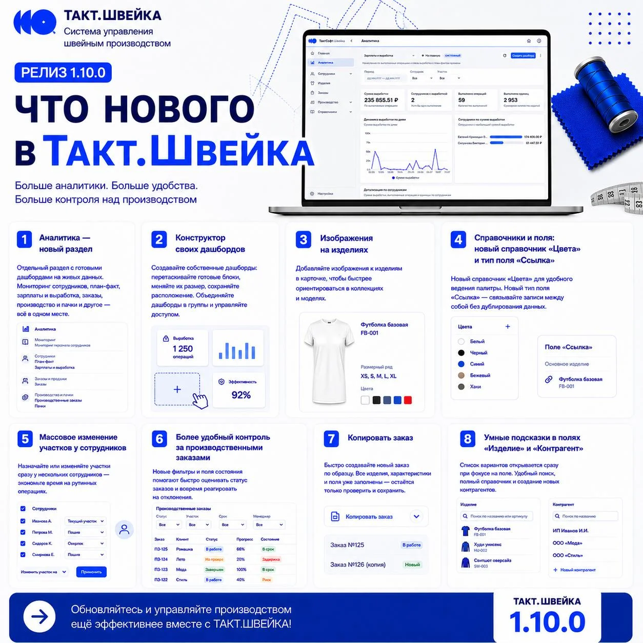 🚀 Обновление Takt.Швейка 1.10.0