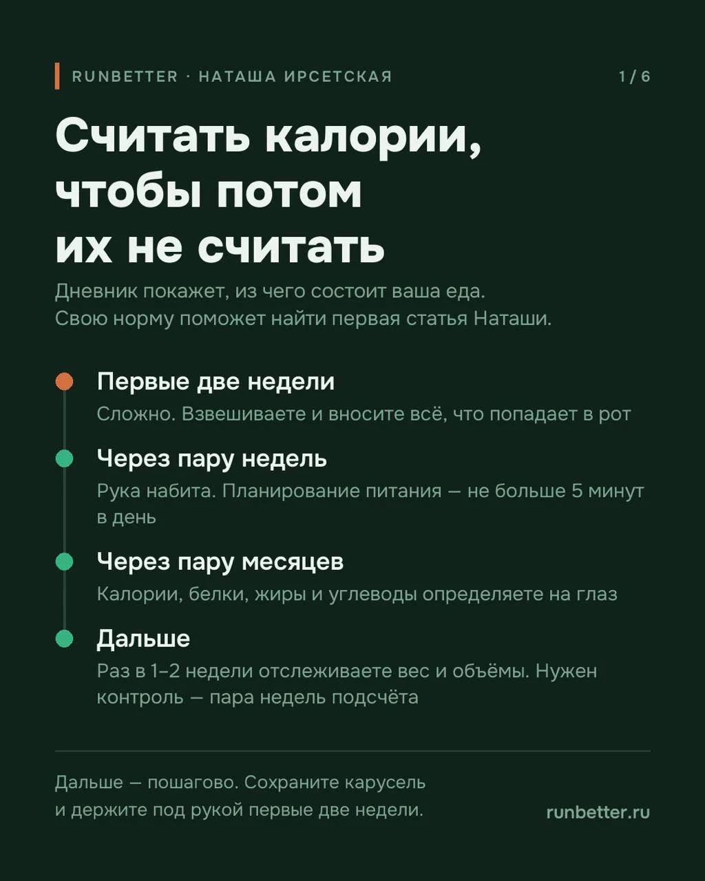 Считать калории, чтобы потом их не считать