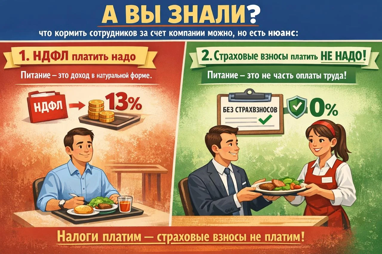 А вы знали, что кормить сотрудников за счет компании можно, но есть нюанс