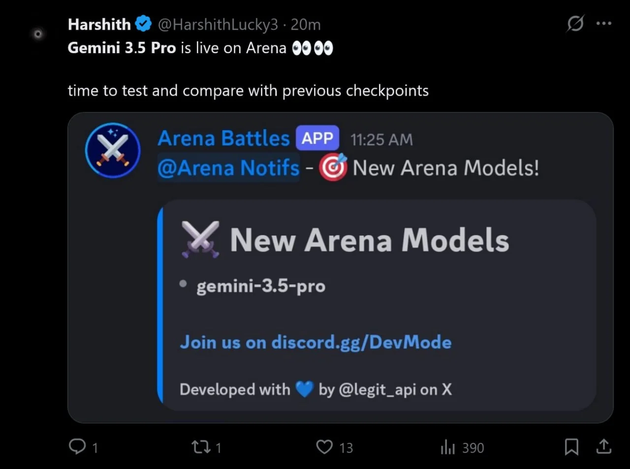 Дождался я :) Gemini 3.5 Pro is live on arena.ai. Ура!