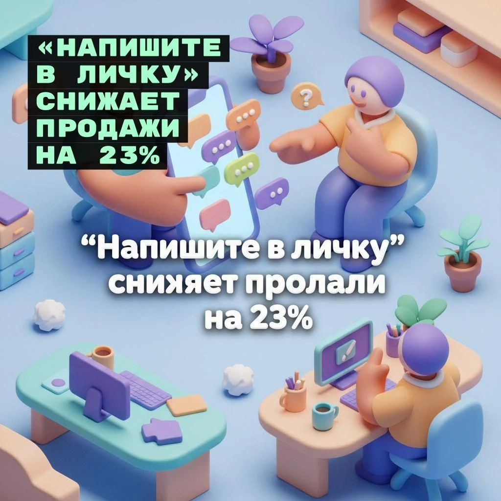 “Напишите в личку” снижает продажи на 23% - потому что мозг клиента слышит: “сейчас начнут давить”