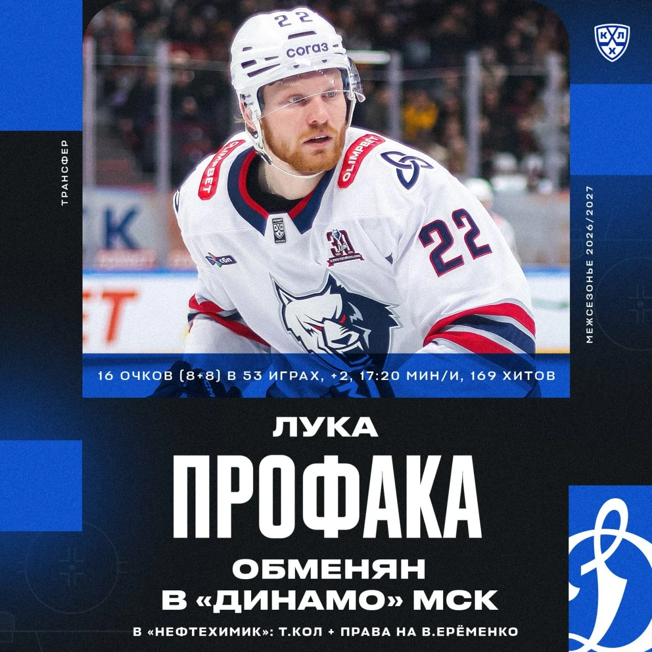 🔵 Динамо Москва и 🐴 ЦСКА произвели обмен – бело-голубые получили права на защитника