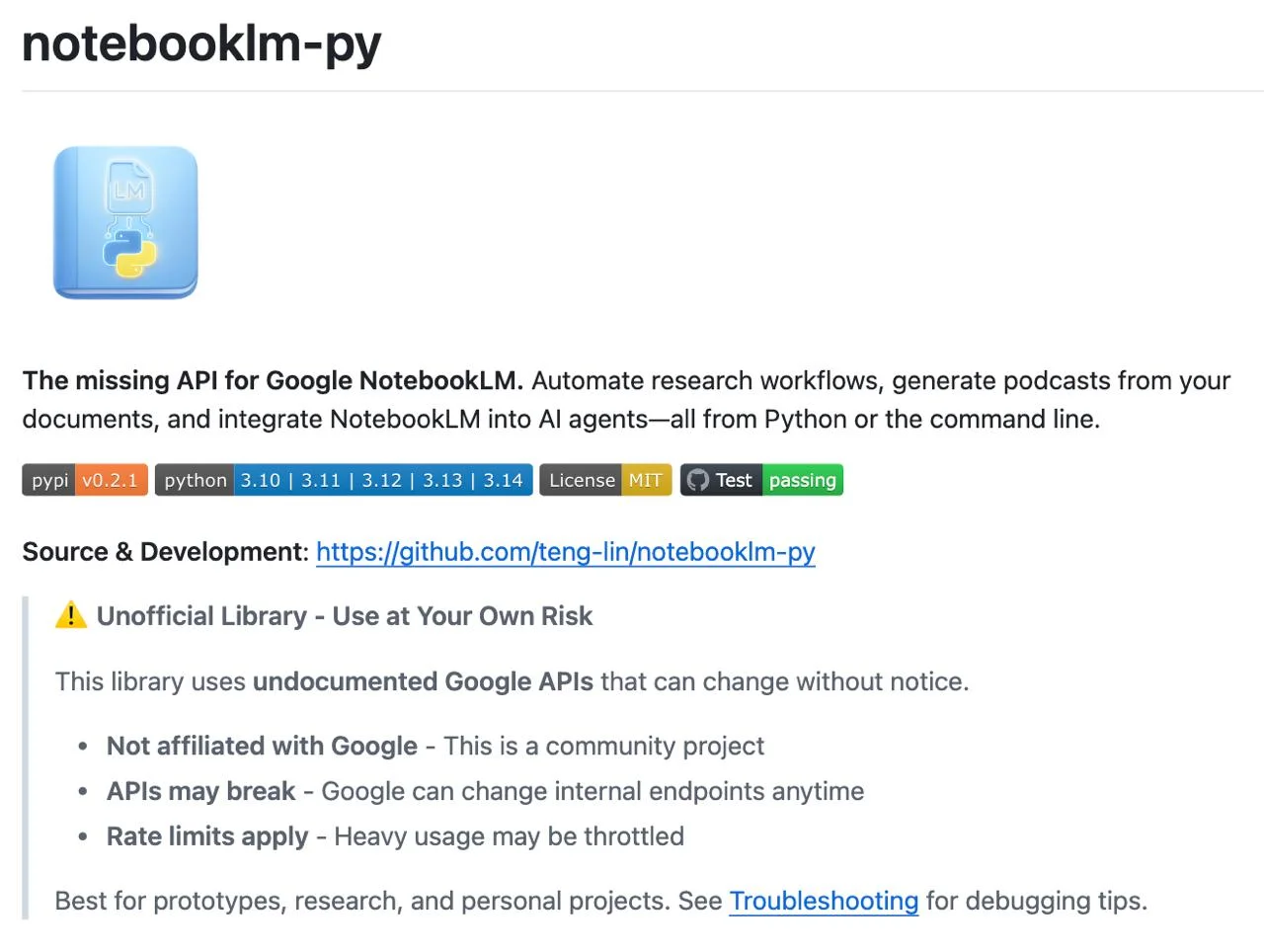 Notebooklm-py - неофициальный Python API и агентский навык для Google NotebookLM