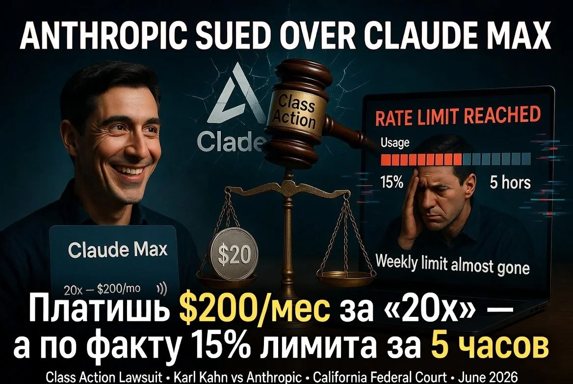⚖️ #хот Anthropic засудили за обман подписчиков Claude Max — $200/мес за 20x, а по факту 15%