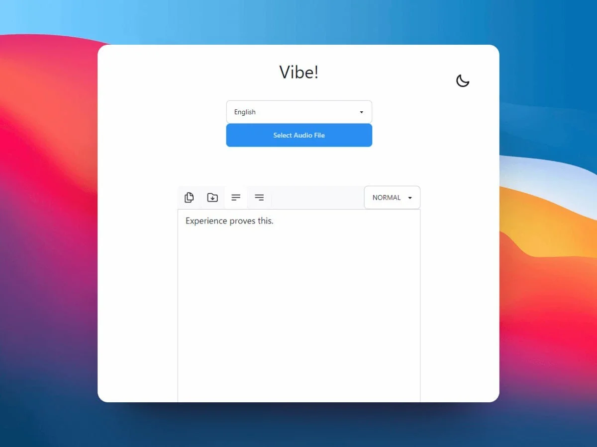 vibe Это кроссплатформенное приложение для офлайн транскрипции аудио и видео файлов с