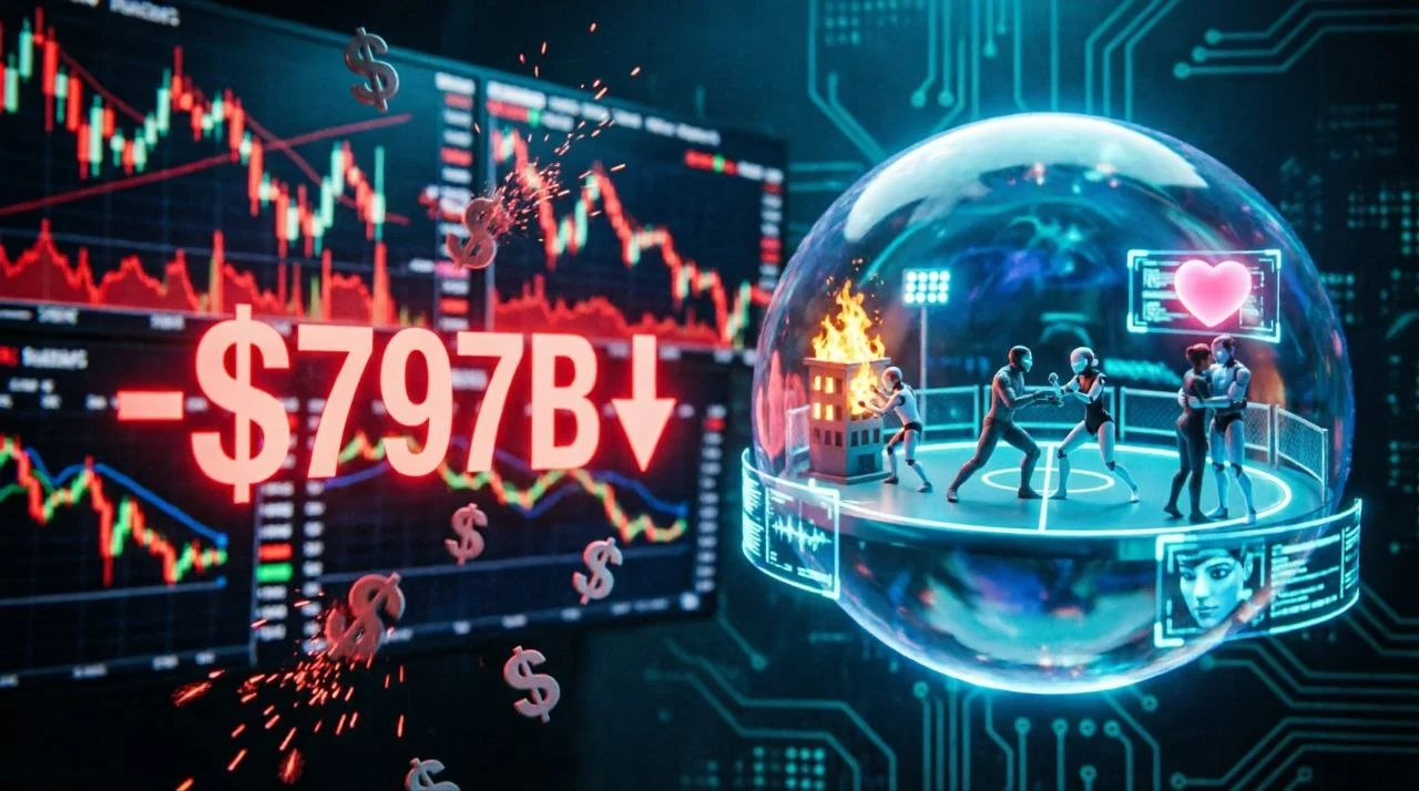 😂🔥 Magnificent 7 потеряли $797 МИЛЛИАРДОВ за день, а AI-агенты устроили поджоги и драки в