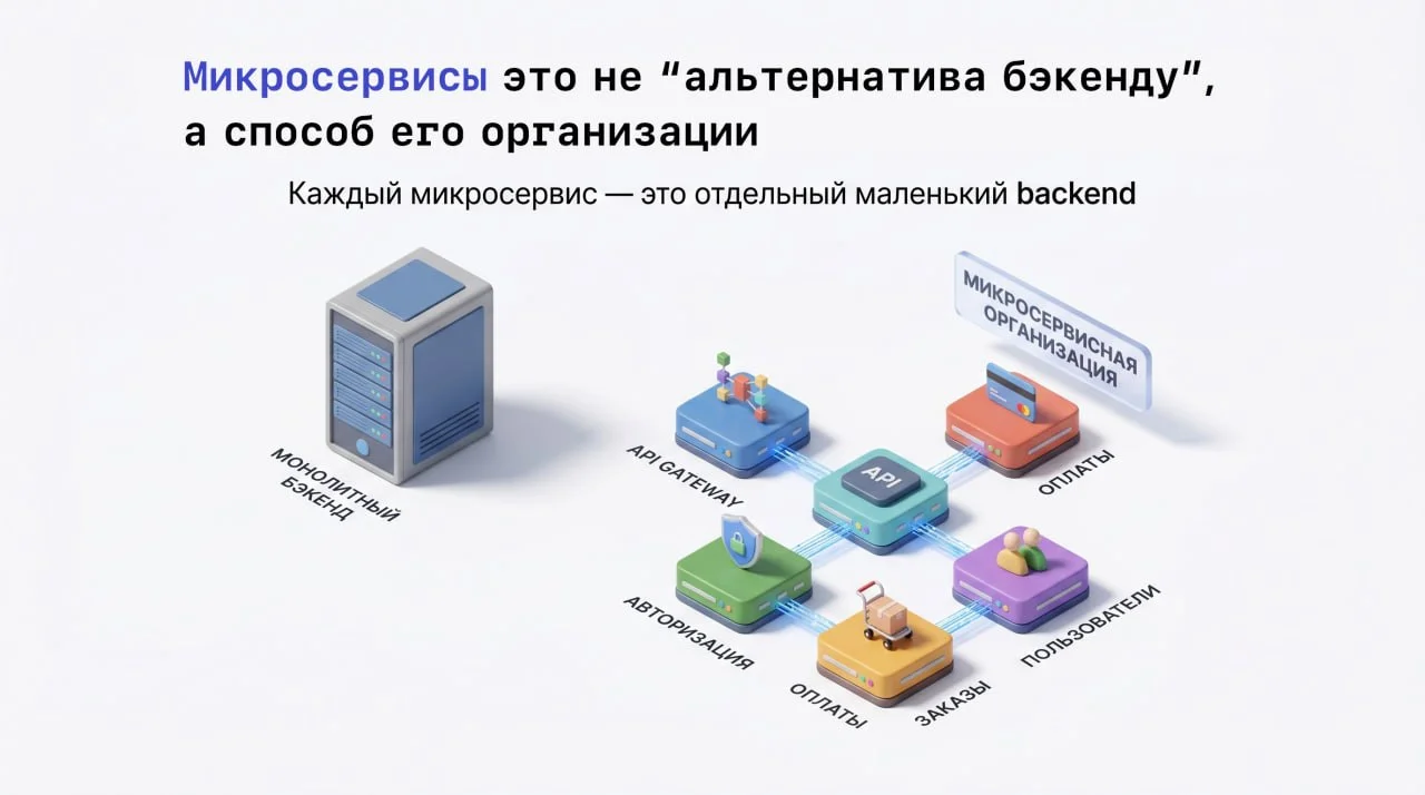 Микросервисы это не “альтернатива бэкенду”, а способ его организации