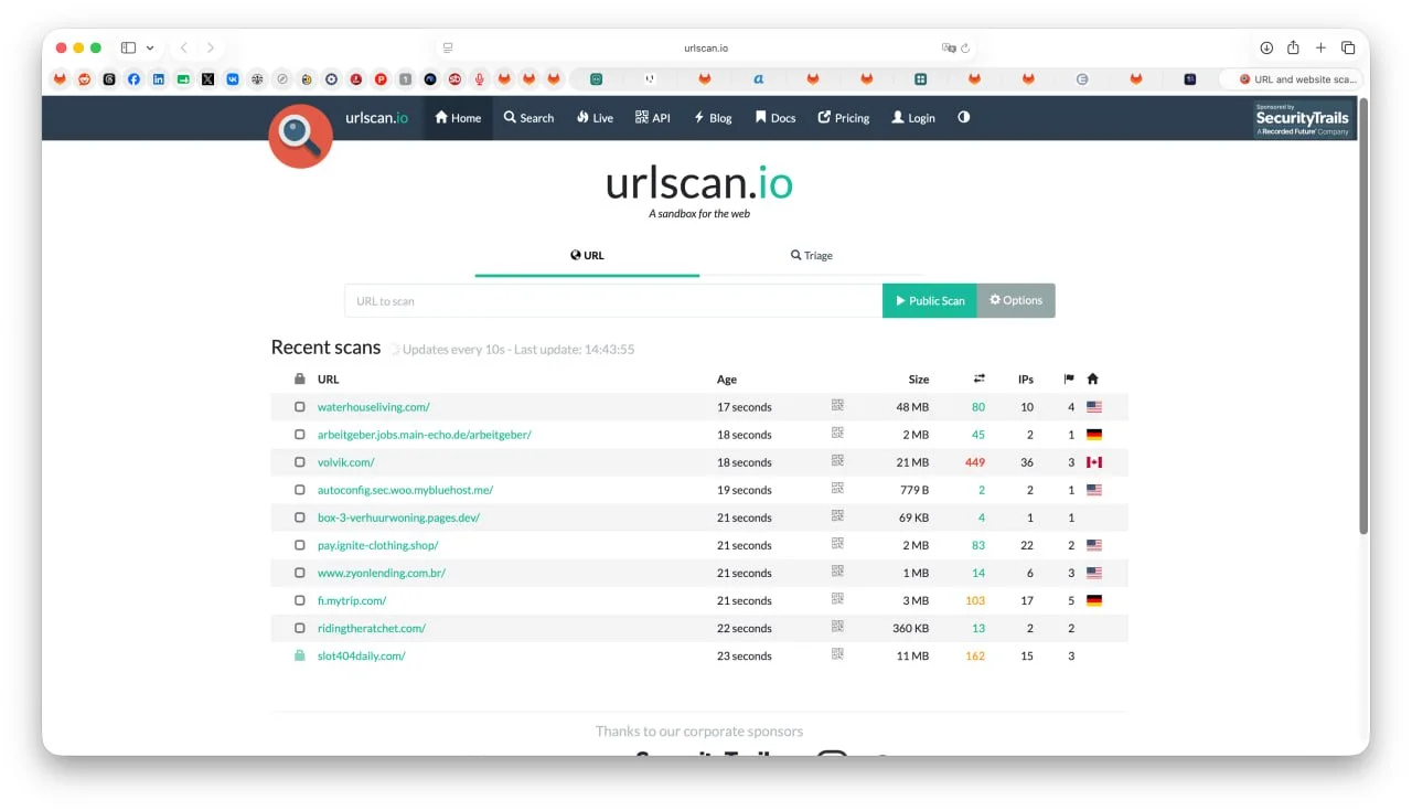 URLScan.io - настоящая песочница для безопасного просмотра подозрительных ссылок