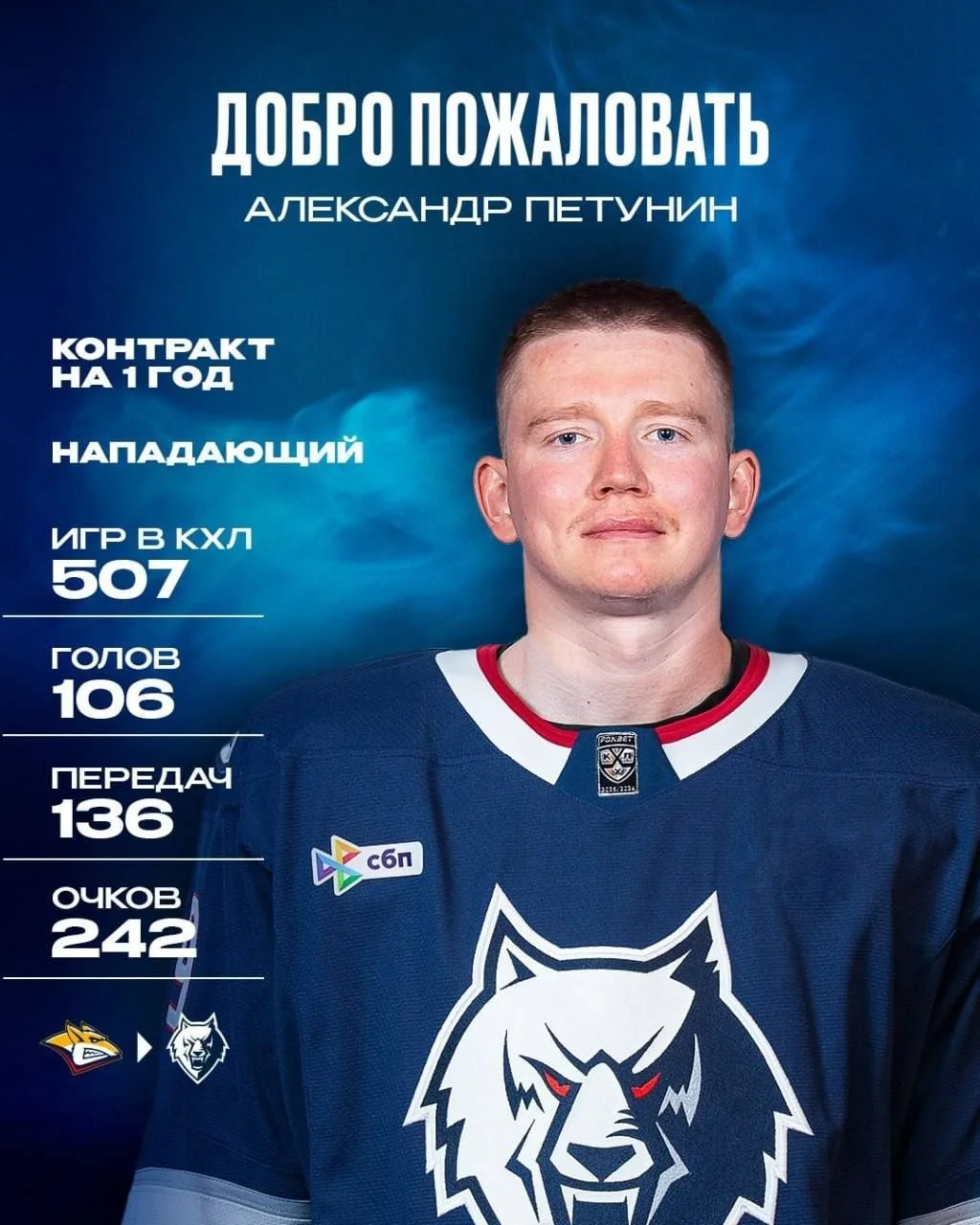 Форвард Александр Петунин стал игроком нижнекамского 🐺 Нефтехимика, подписав контракт сроком на